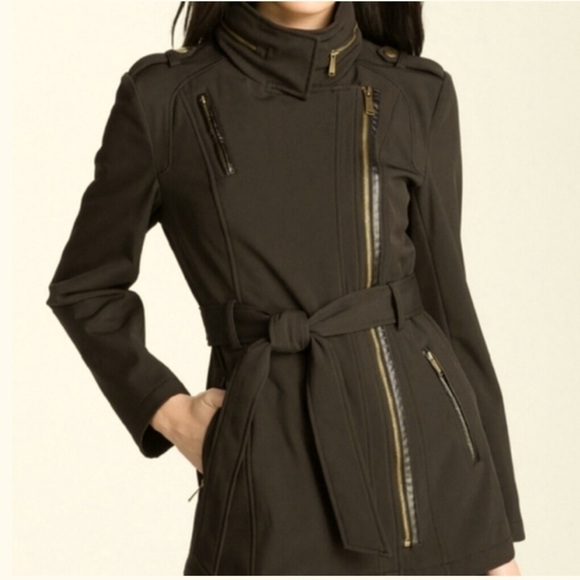 Michael Kors Water Resistant Belted Utility Jacket Grey - Picture 1 of 10